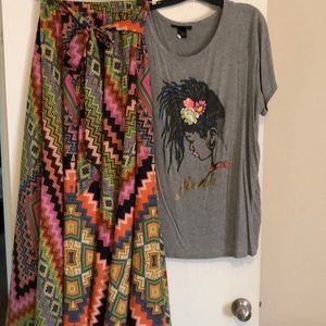 Belted maxi skirt (T-Shirt not included)